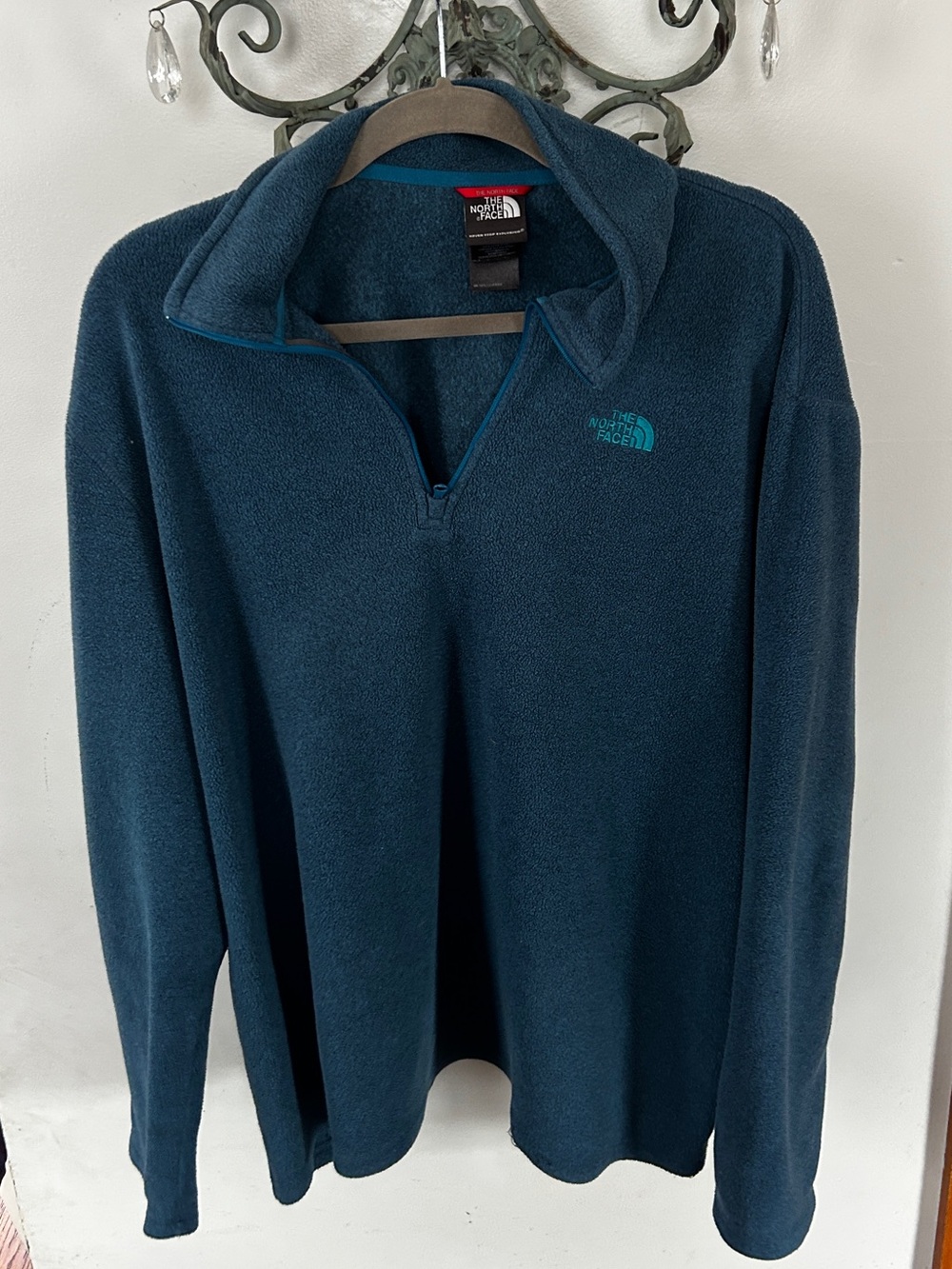The North Face Men’s XL 1/4 Zip Fleece Pullover Teal Blue Outdoor Hiking